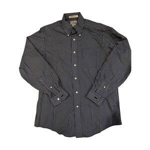 L.L Bean Mens Blue Wrinkle Resistant Button Down Shirt Gingham Plaid  S-REG